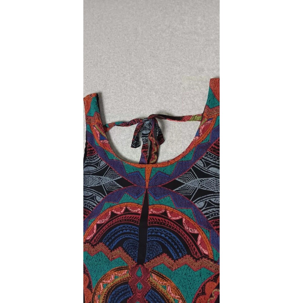 Angie Sleeveless Swing Tunic Mini Dress Large Geometric Tribal Print Boho Retro - Picture 4 of 11